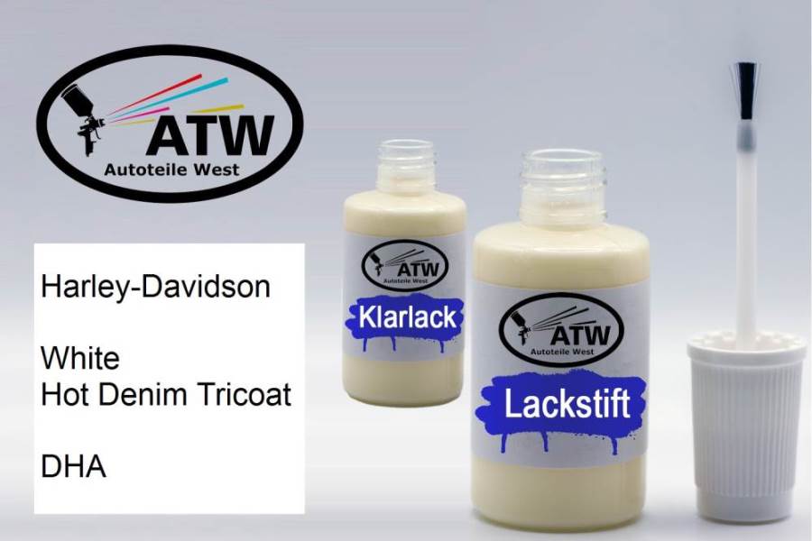 Harley-Davidson, White Hot Denim Tricoat, DHA: 20ml Lackstift + 20ml Klarlack - Set, von ATW Autoteile West.